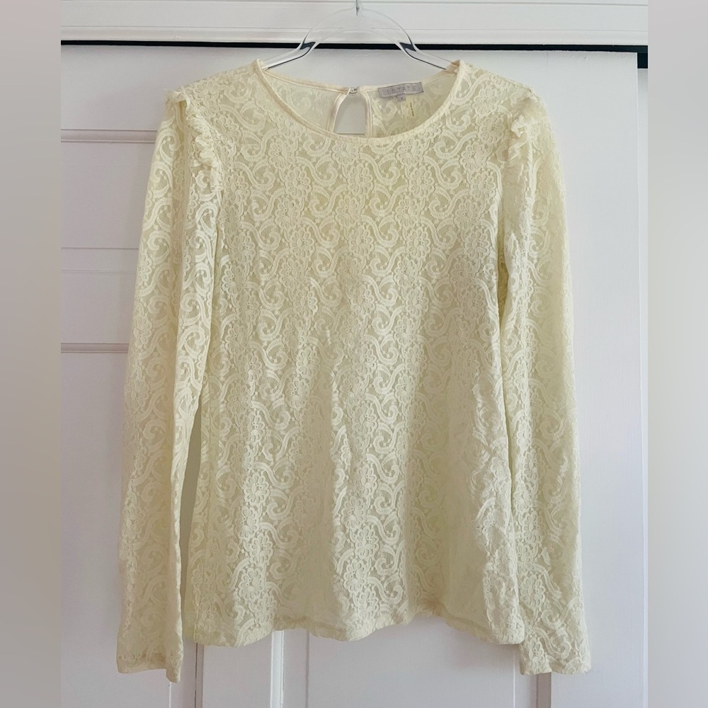 1.State: cream lace top